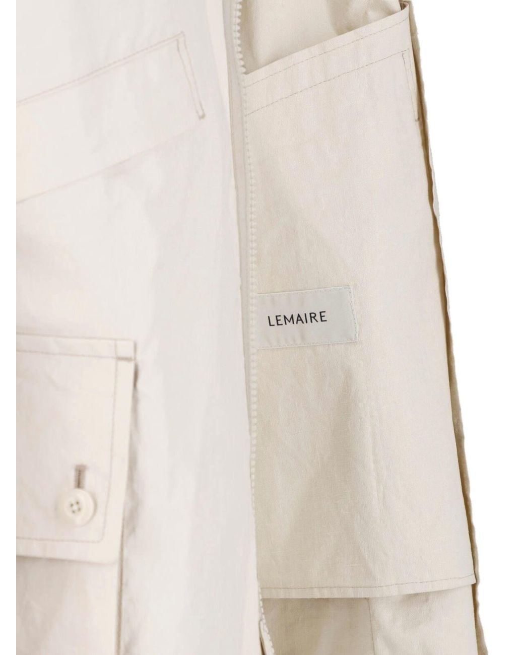 Lemaire White Technical Linen Hooded Waterproof Jacket for men