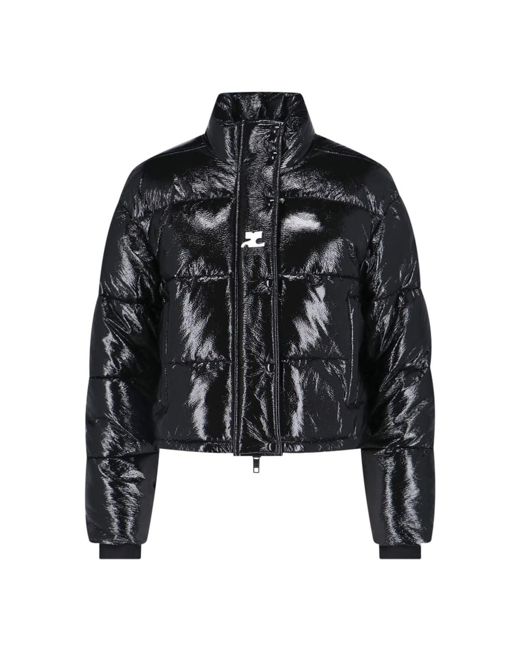 Courreges Black Crop Vinyl Puffer Jacket