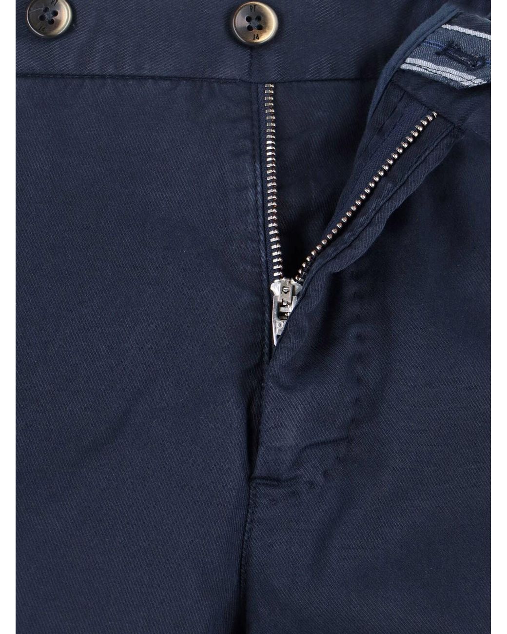 PT Torino Blue Cotton Blend Trousers for men