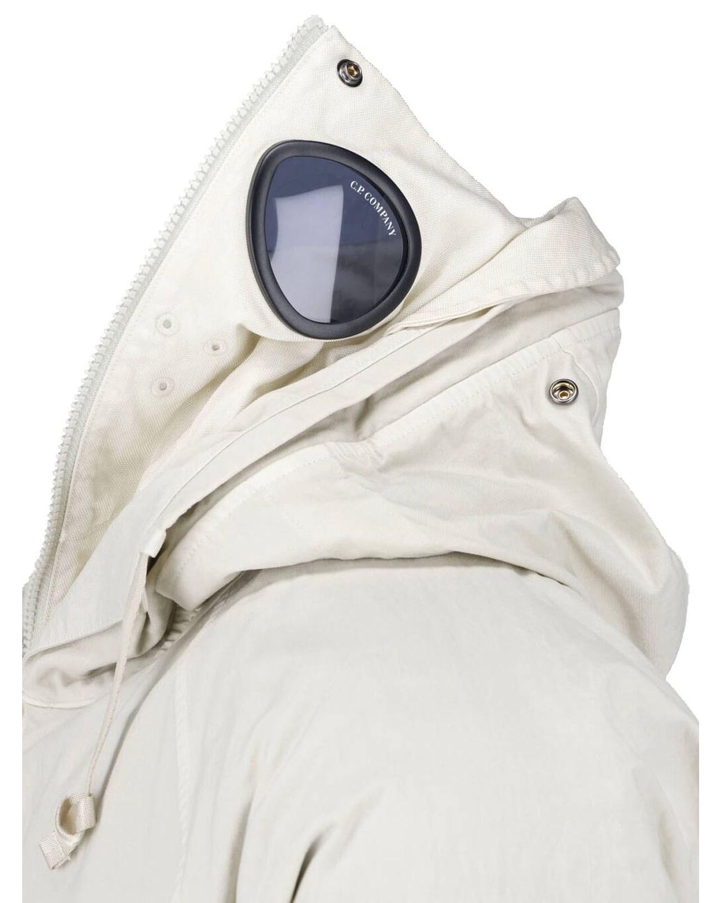 C P Company White C. P. Company Hooded Zip-Up Utility Jacket for men