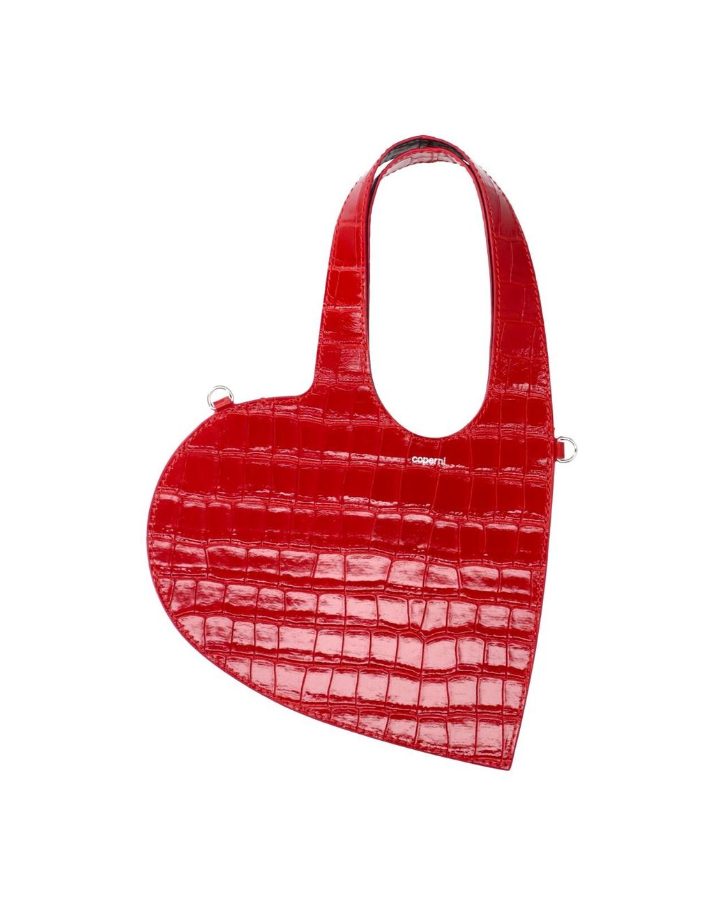 Coperni Red Heart-Shaped Croc-Embossed Tote Bag