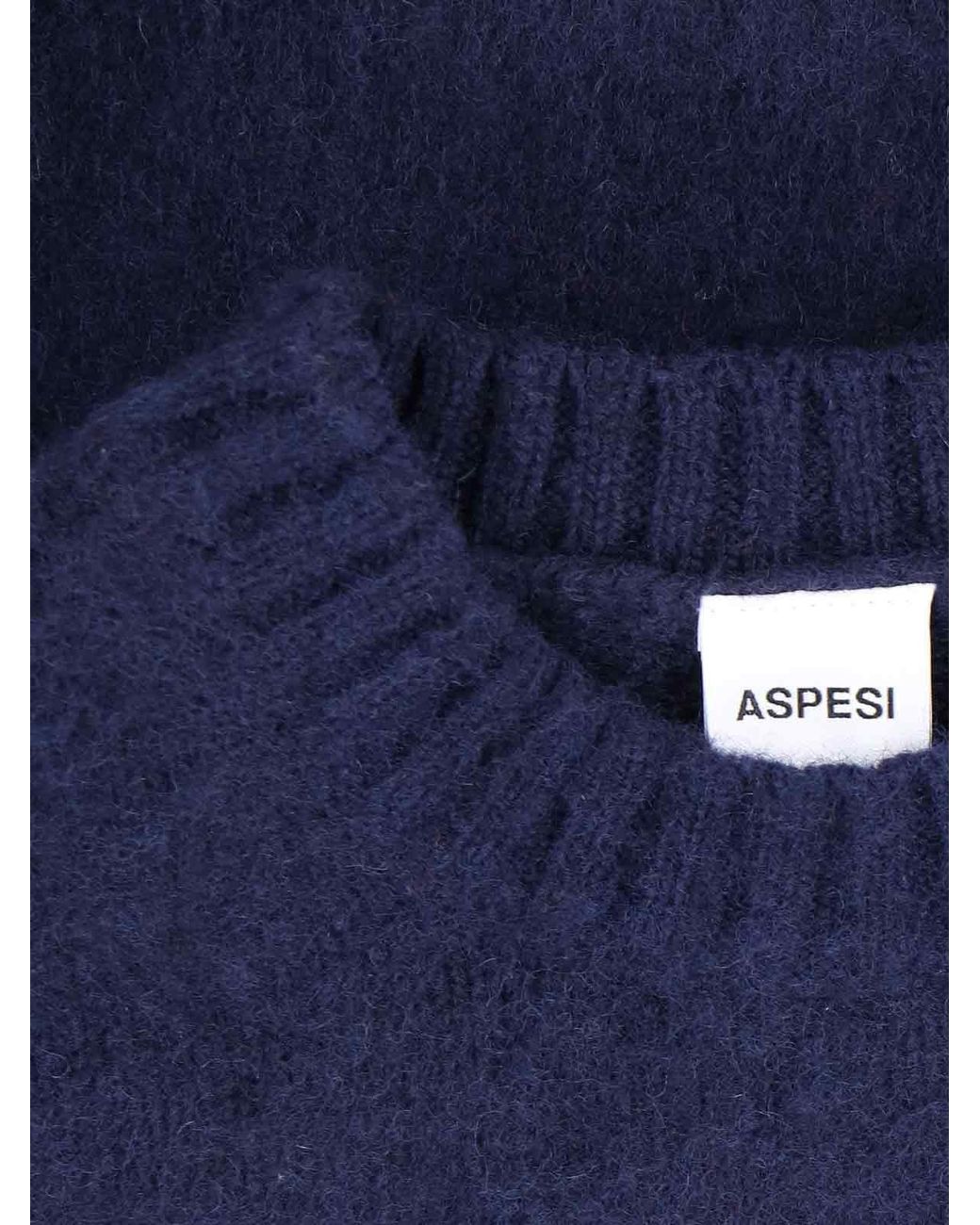Aspesi Blue M183 Shetland Wool Sweater for men