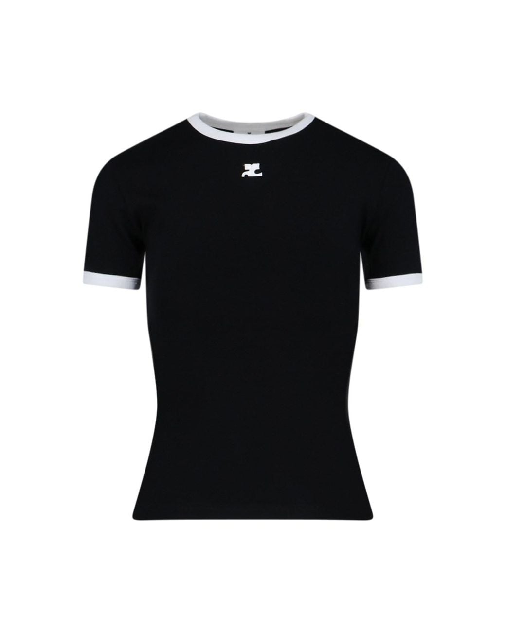 Courreges Black Cotton Logo T-Shirt