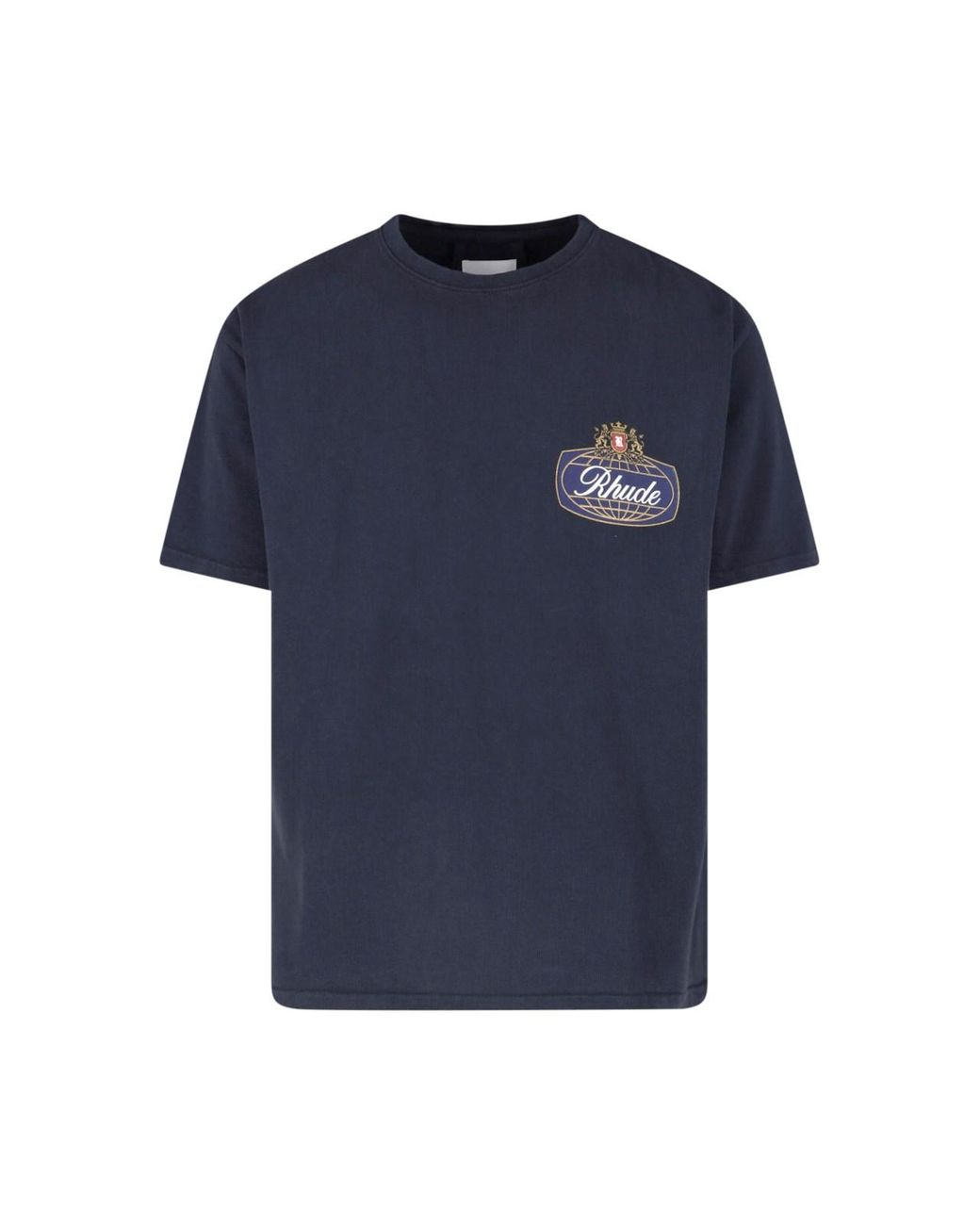 Rhude Blue Boxy-Fit T-Shirt With Graphic Racing Motif for men