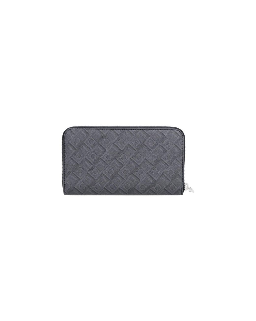 Ferragamo Black Monogram Zip-Around Wallet for men