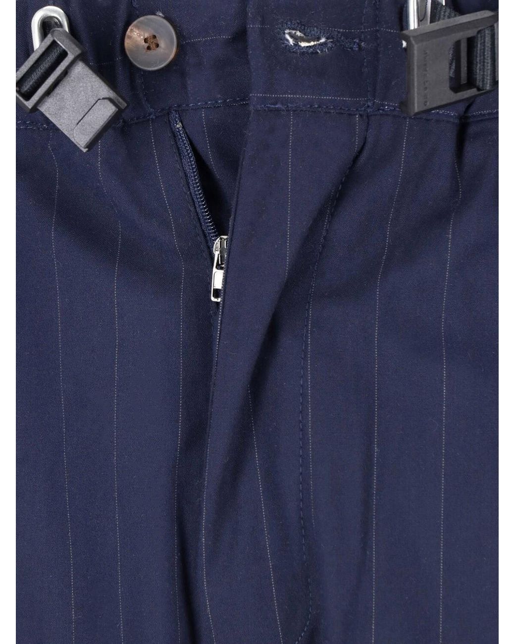 White Sand Blue Straight-Leg Trousers With Belt for men