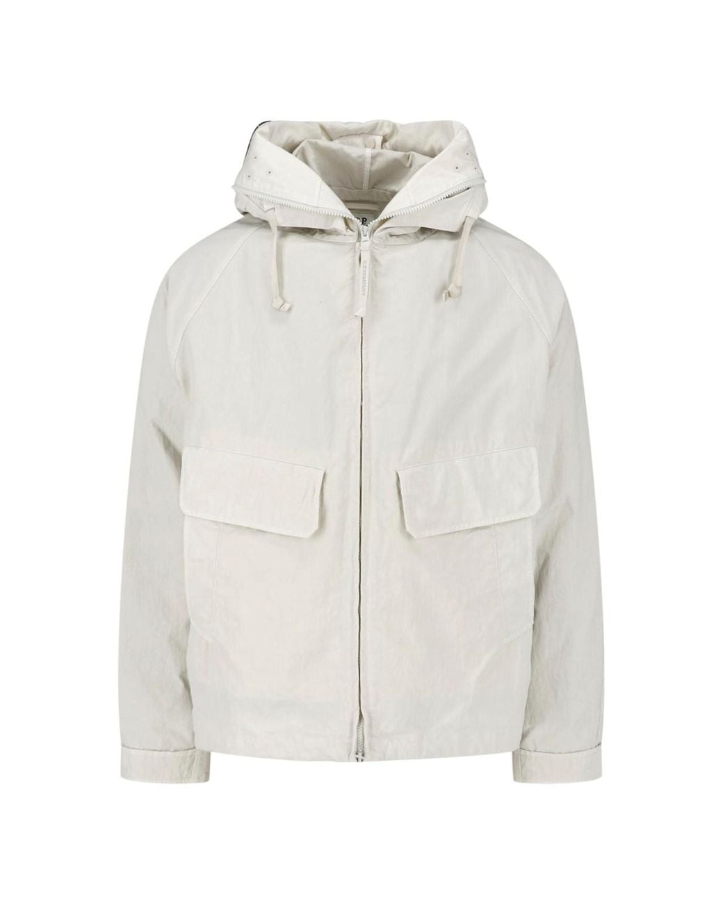 C P Company White C. P. Company Hooded Zip-Up Utility Jacket for men