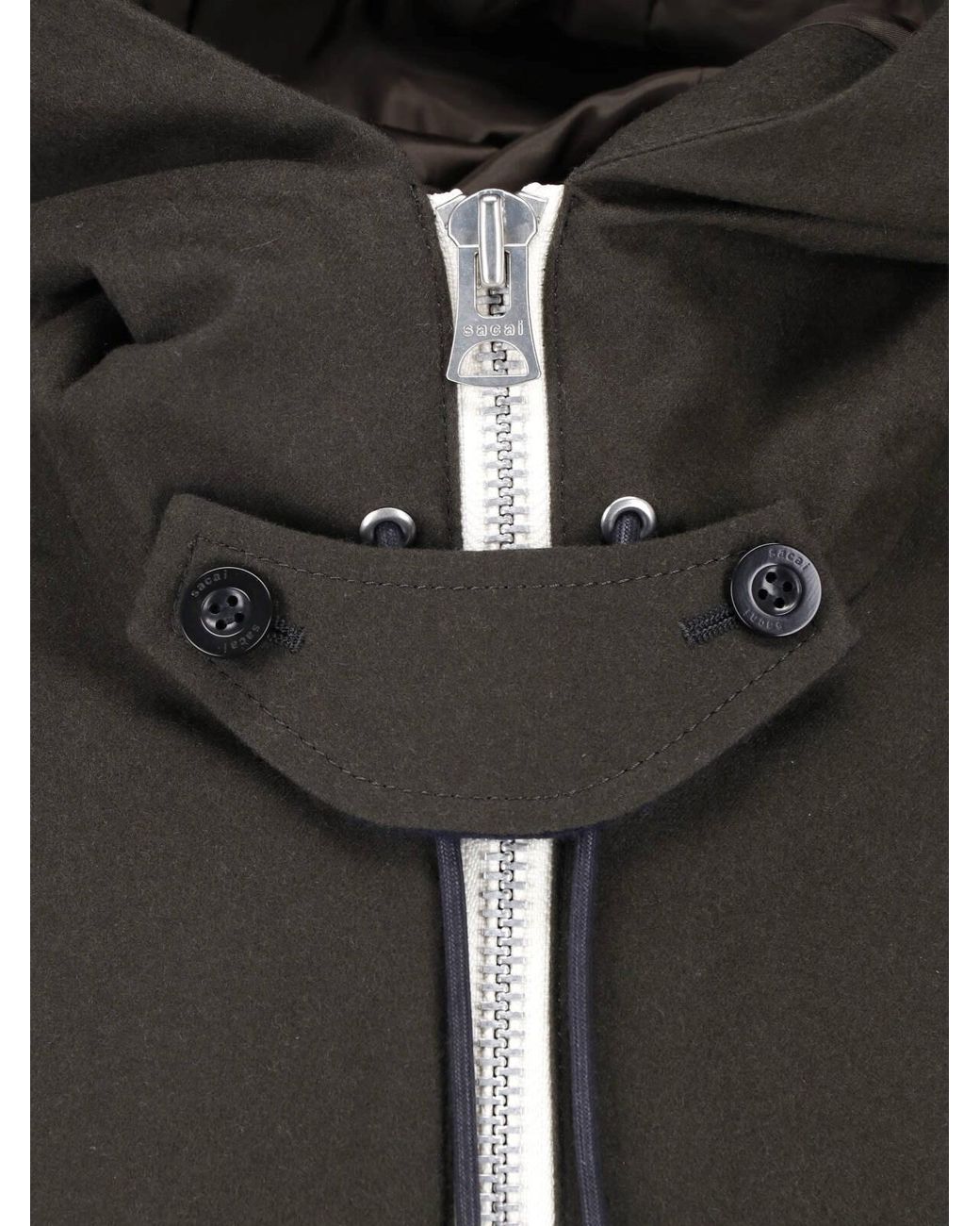 Sacai Black Hooded Zip-Up Bomber Jacket for men
