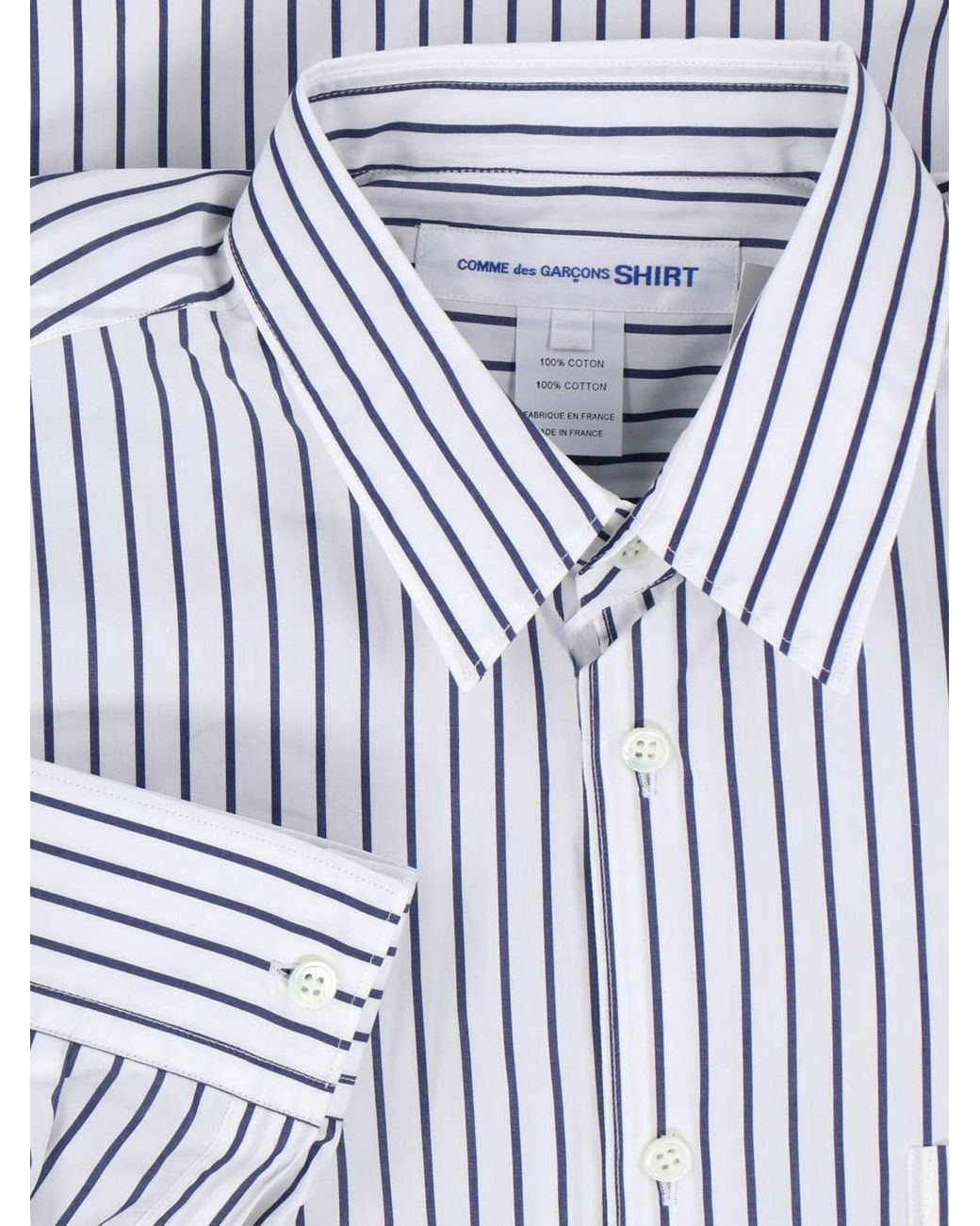 Comme des Garçons White Cotton Shirt With Stripes And Classic Collar for men