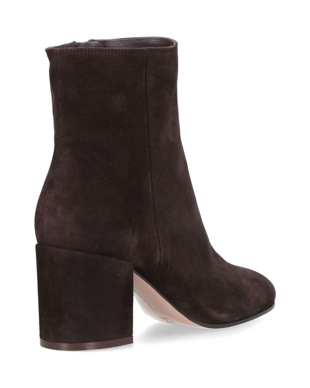 Gianvito Rossi White Suede Ankle Boots With Rounded Toe