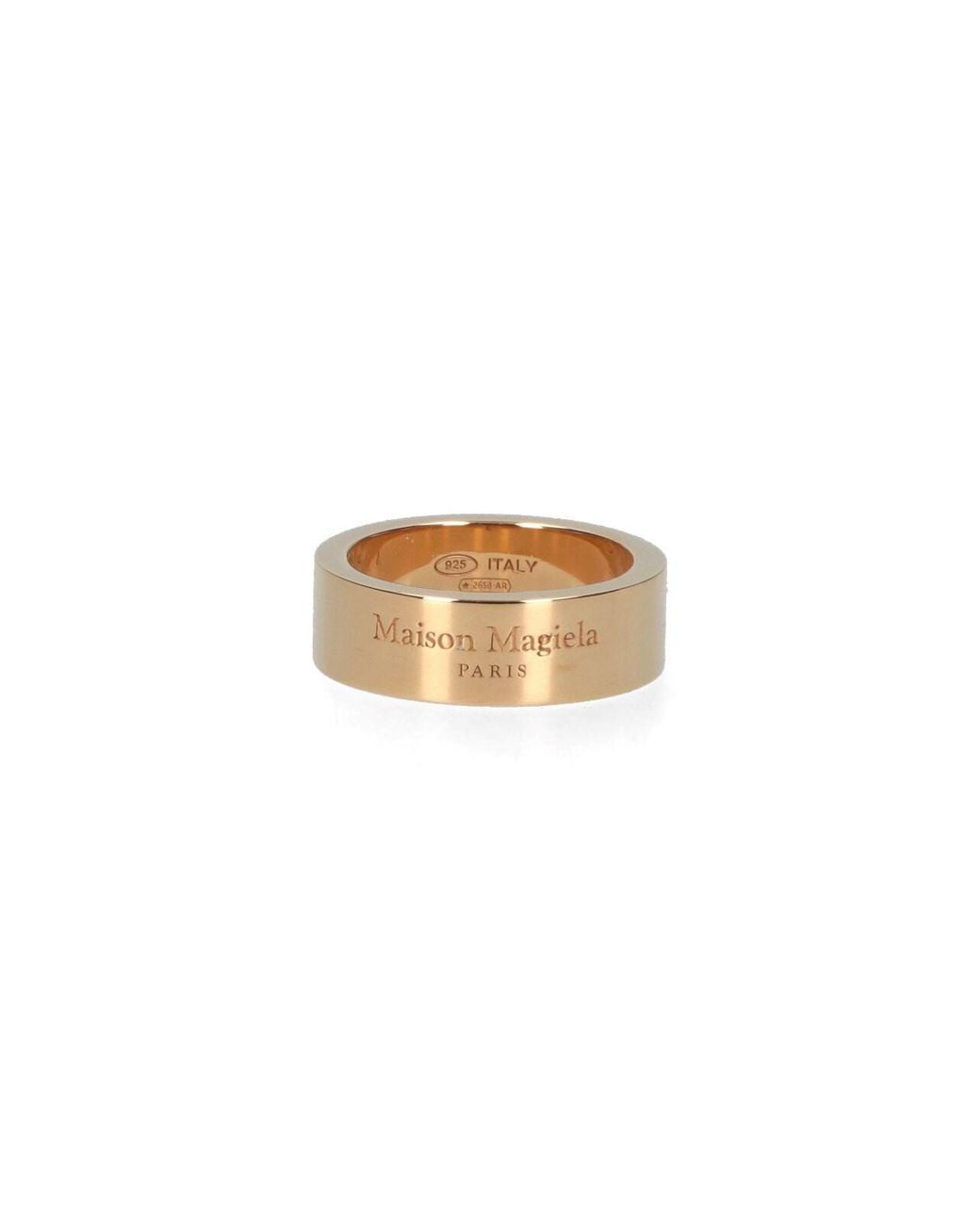 Maison Margiela White Plated Sterling Circular Logo Ring