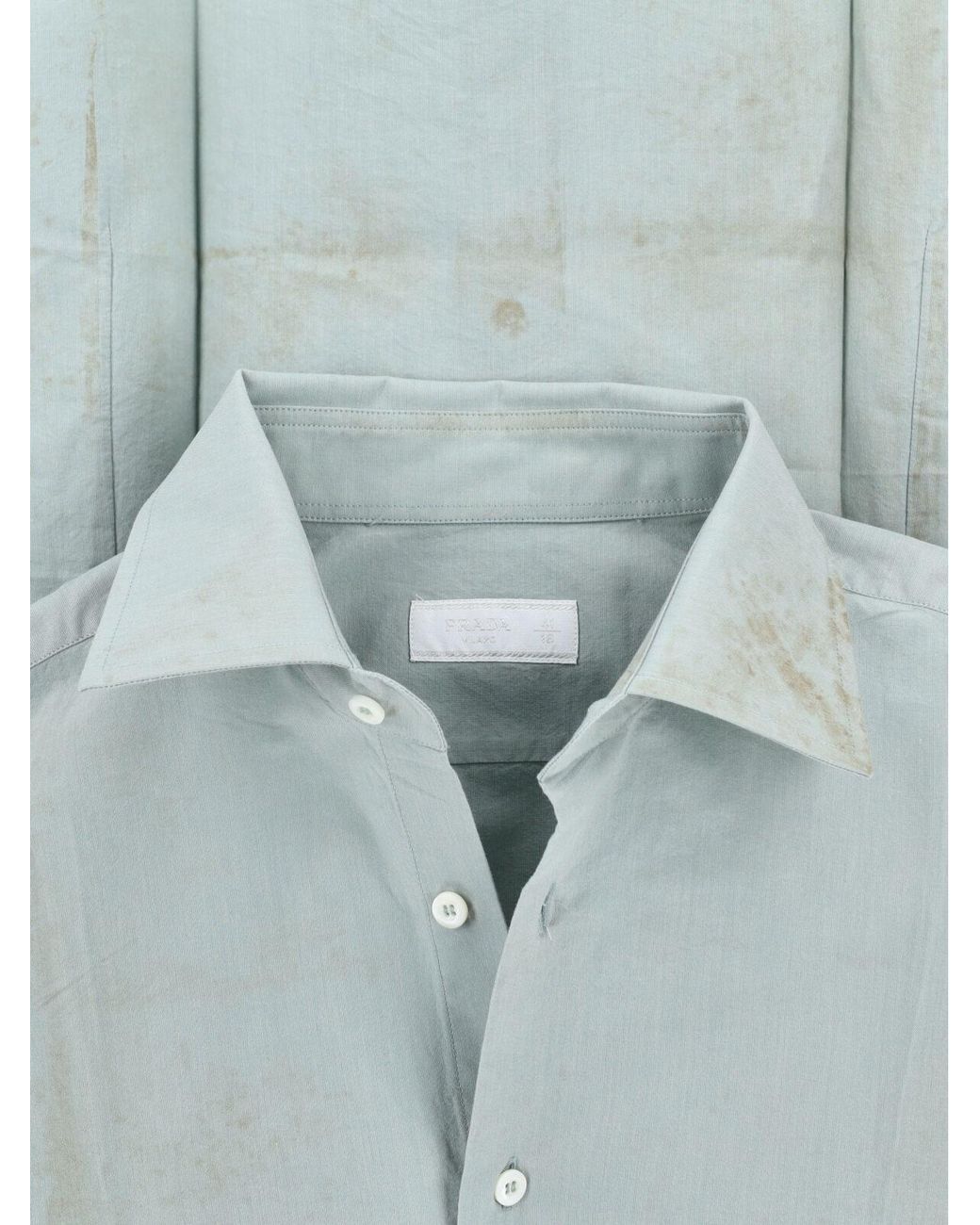 Camicia In Cotone di Prada in Blue da Uomo