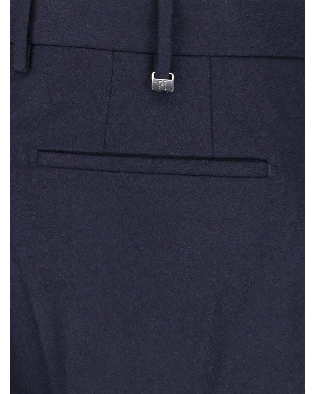 PT Torino Blue Virgin Wool And Cashmere Trousers for men
