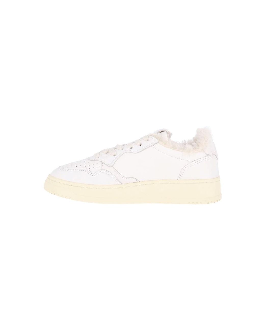 Autry White Goatskin Medalist Low-Top Sneakers