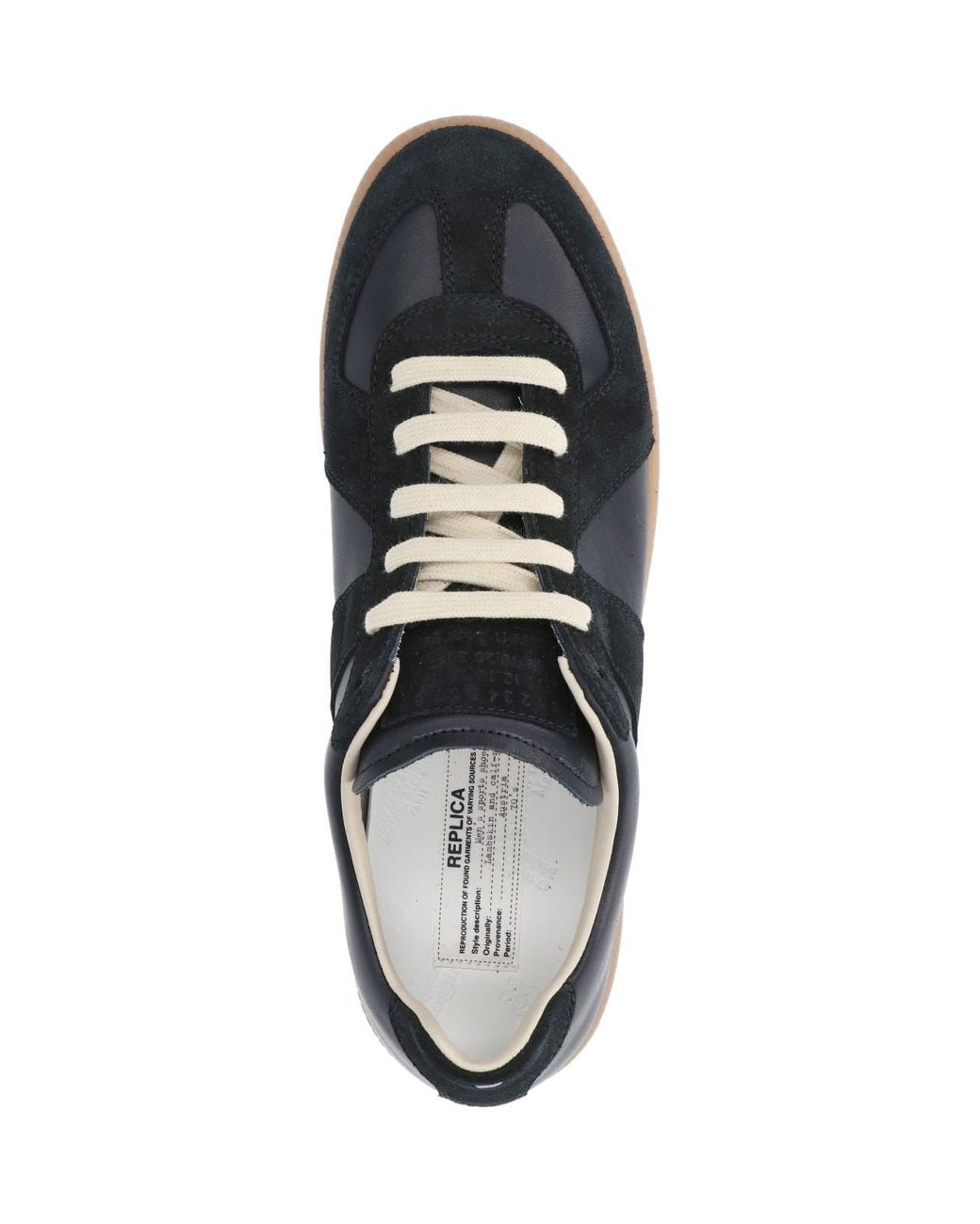 Maison Margiela Black Replica Leather Low-Top Sneakers