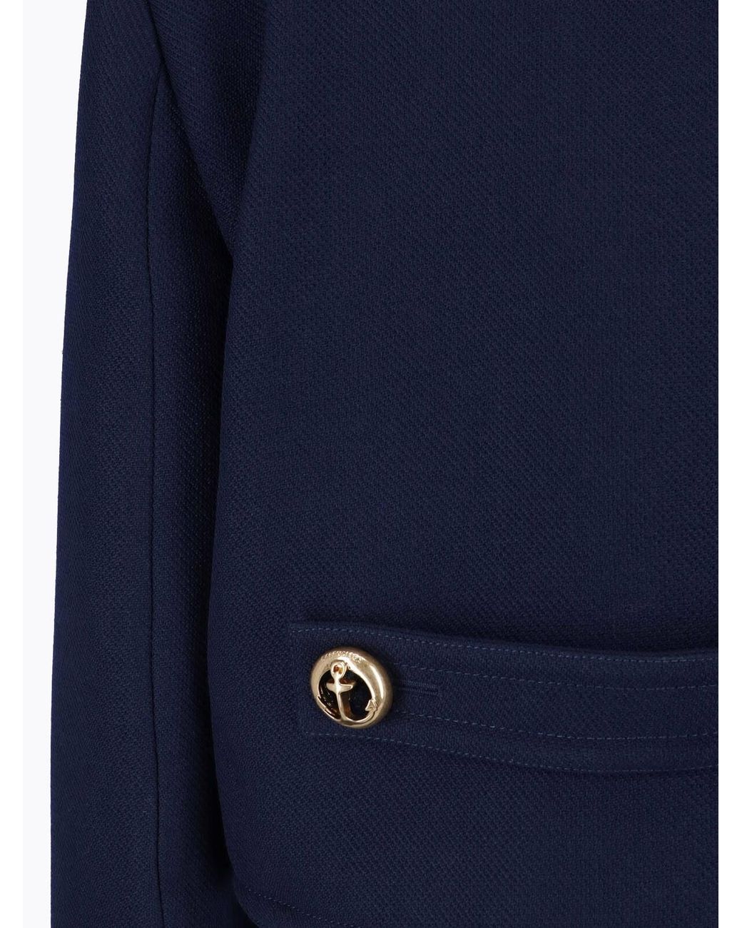 Balenciaga Blue Cropped Double-Breasted Pea Coat Jacket