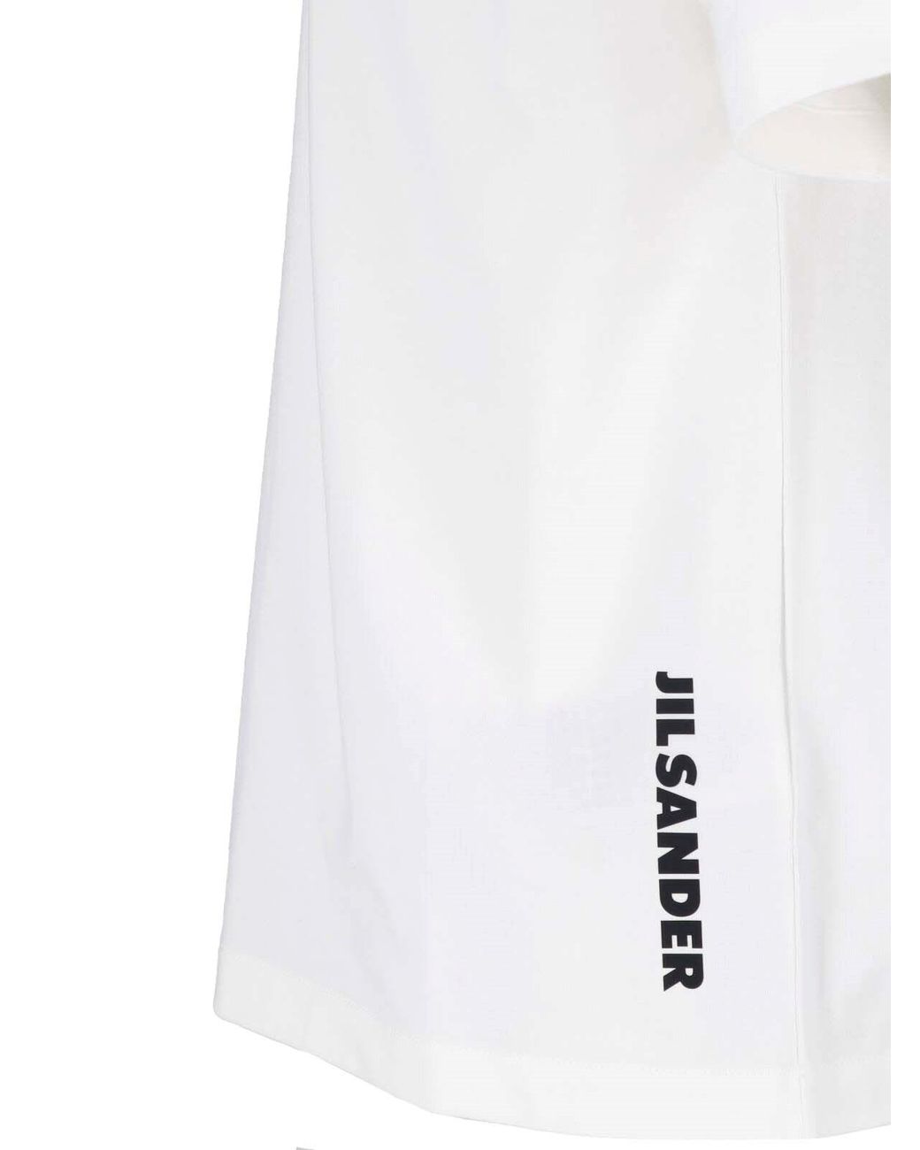 Jil Sander White Crewneck Side Logo Cotton T-Shirt for men
