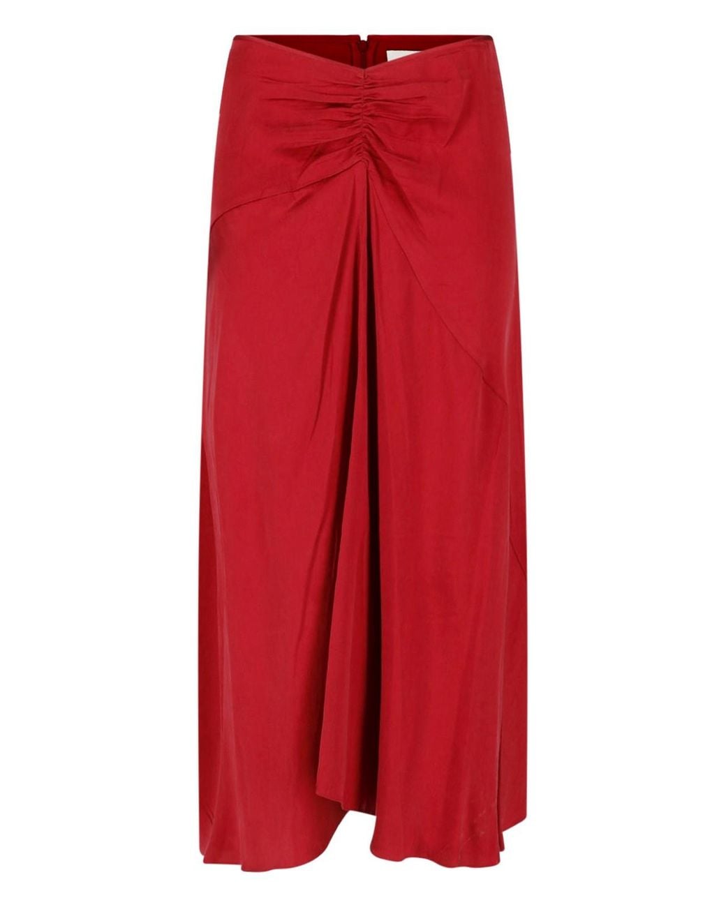 Isabel Marant Red Ruched High-Waist Maxi Skirt