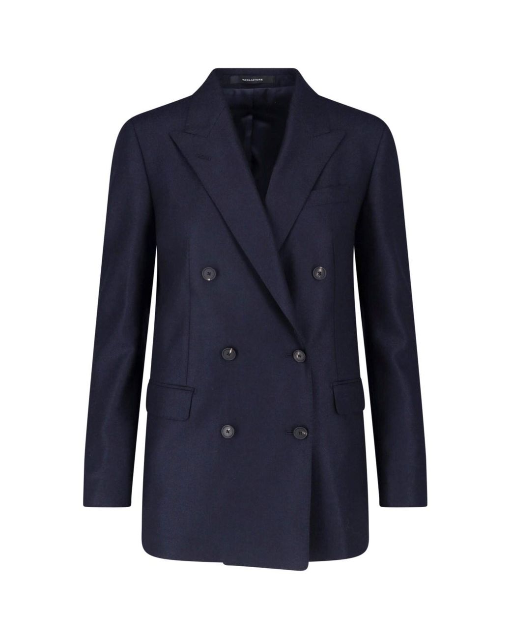 Tagliatore Blue Double-Breasted Wool Cashmere Blazer