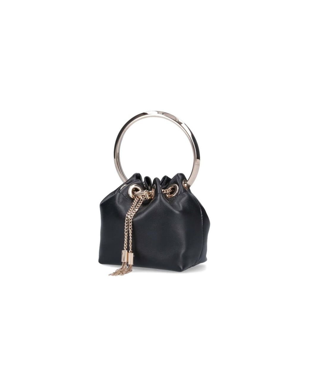 Jimmy Choo Black Mini Drawstring Bucket Bag With Ring Handle