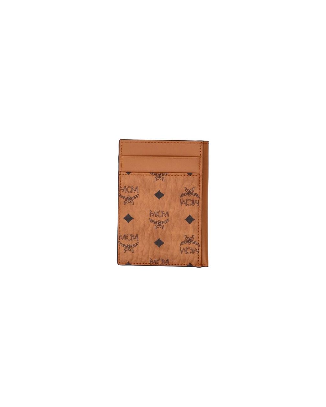 MCM White Monogram Leather Card Holder for men