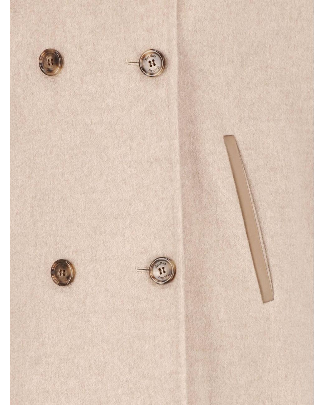 Max Mara Natural Double-Breasted Cashmere Cape