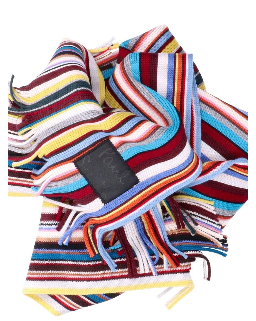 Paul Smith White Stripe Merino Wool Scarf for men