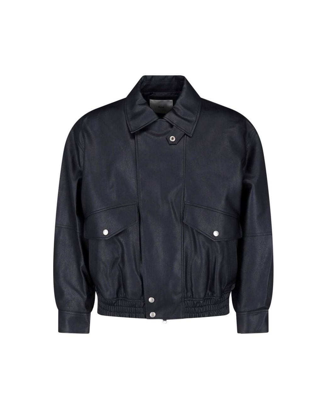 DUNST Blue Faux Leather Bomber Jacket for men