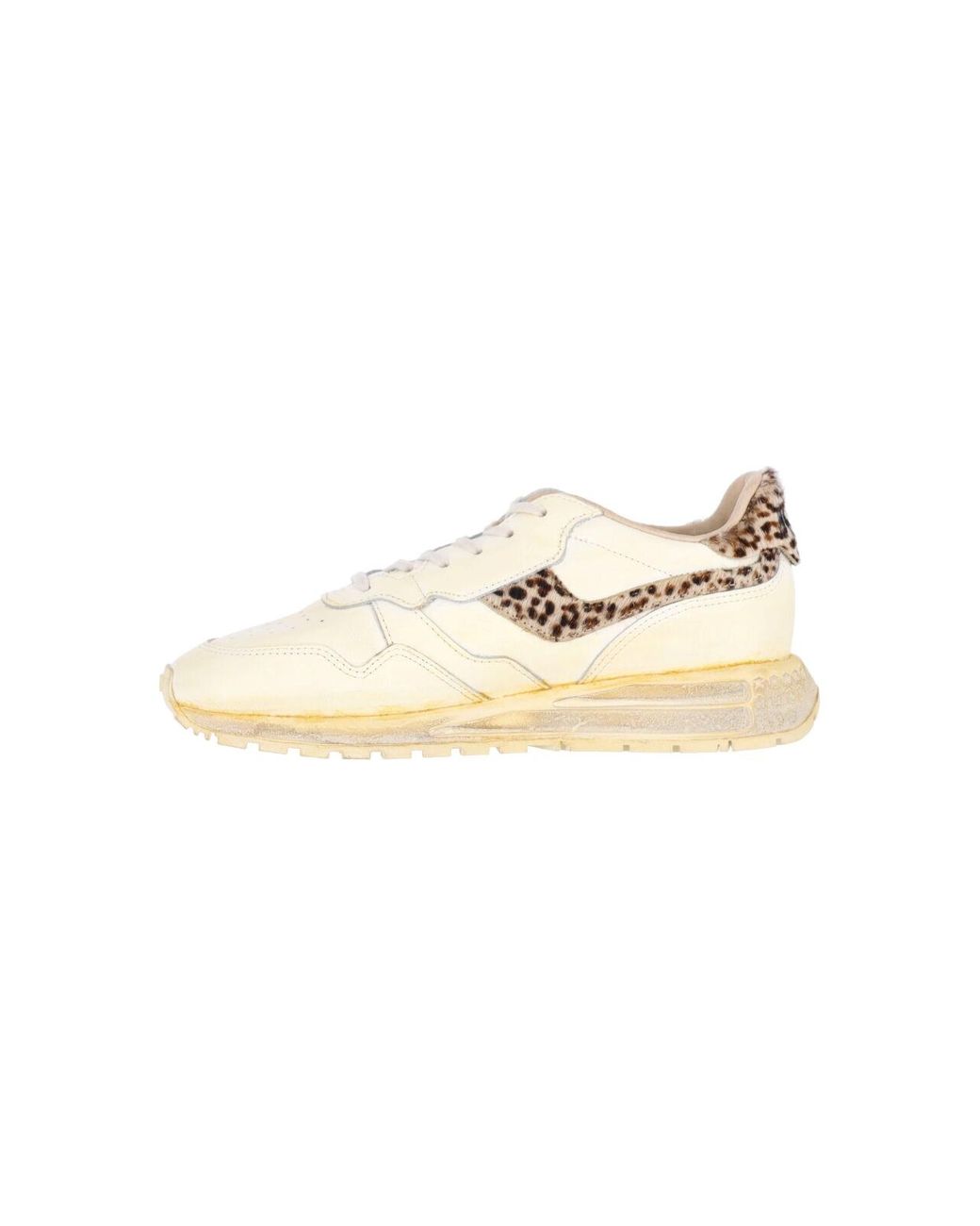 Autry White Leopard-Trim Leather Sneaker