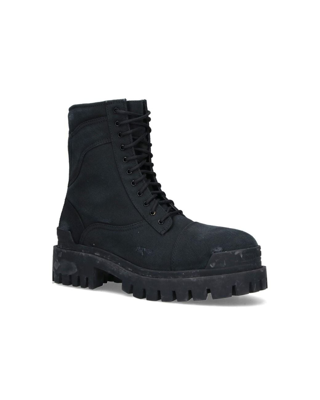 Balenciaga Black Lace-Up Combat Boots for men