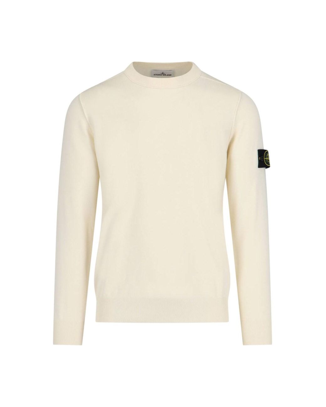 Stone Island Logo Crew Neck Sweater in White for Men Lyst UK