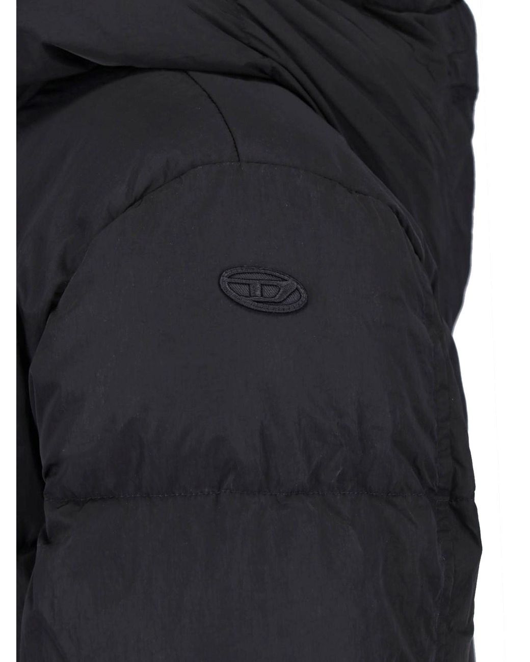 DIESEL Blue Cropped Puffer Jacket With Hood