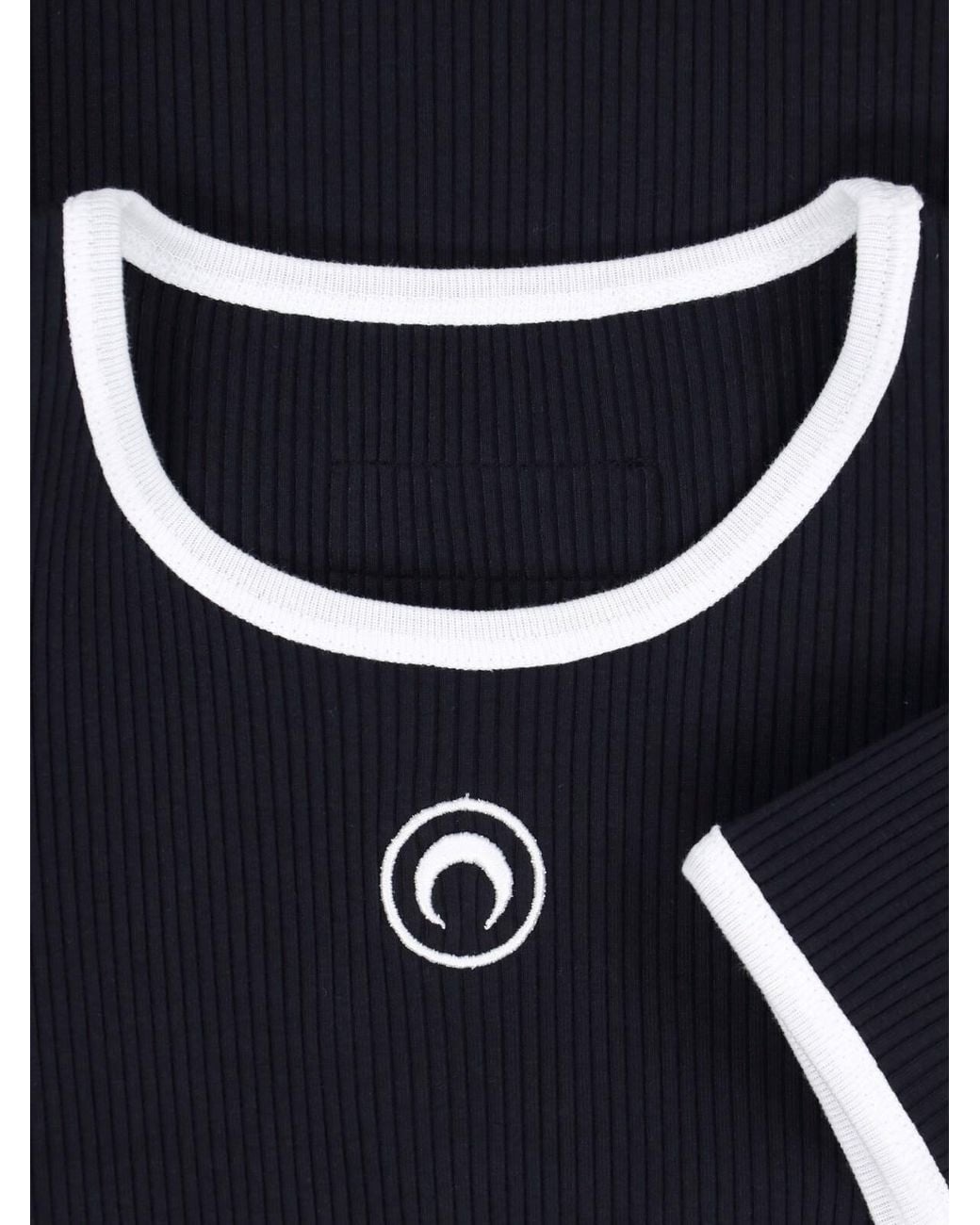 MARINE SERRE Black Ribbed Fitted T-Shirt