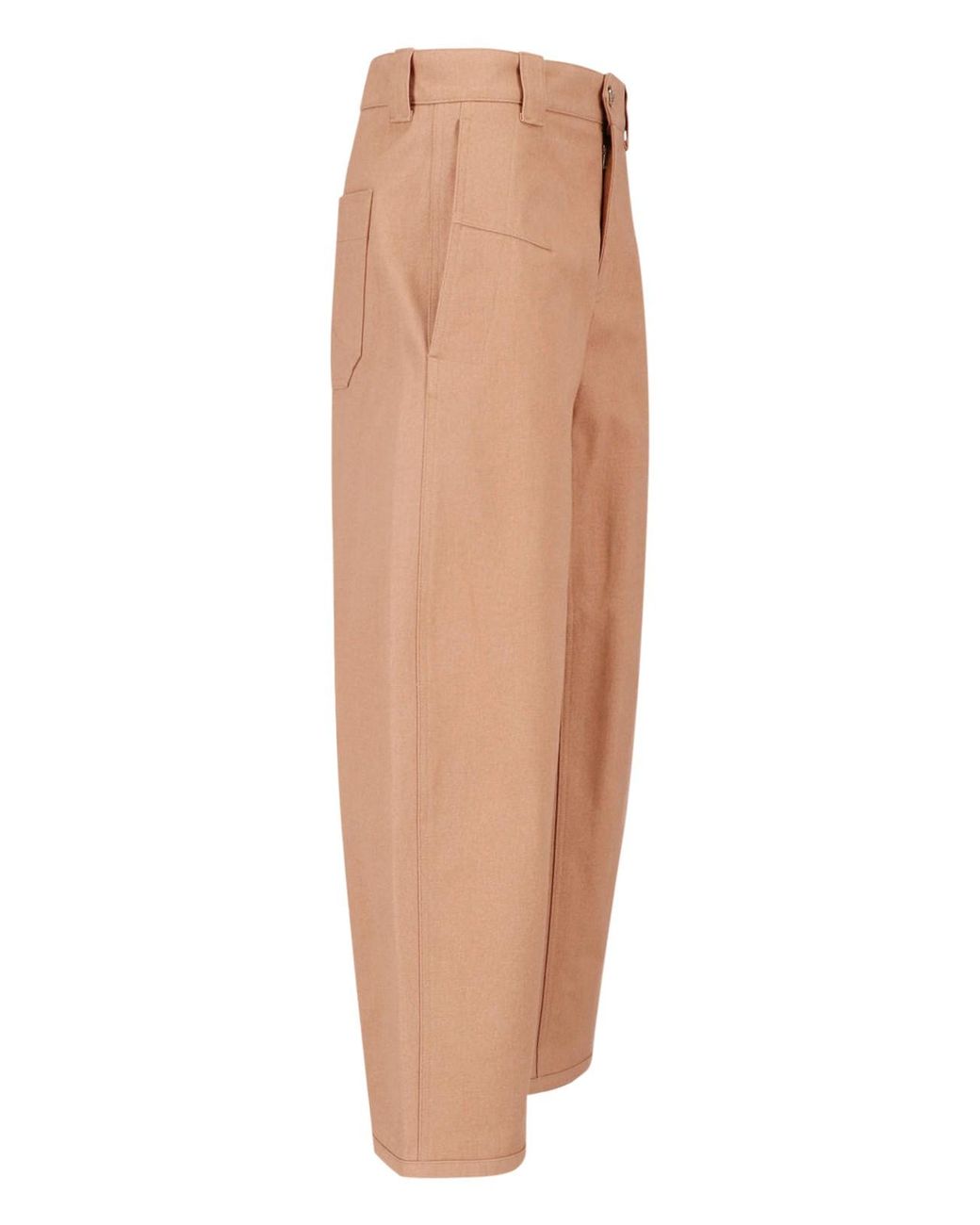 Chloé Natural Cotton Trousers With Buffalo Horn Back Button