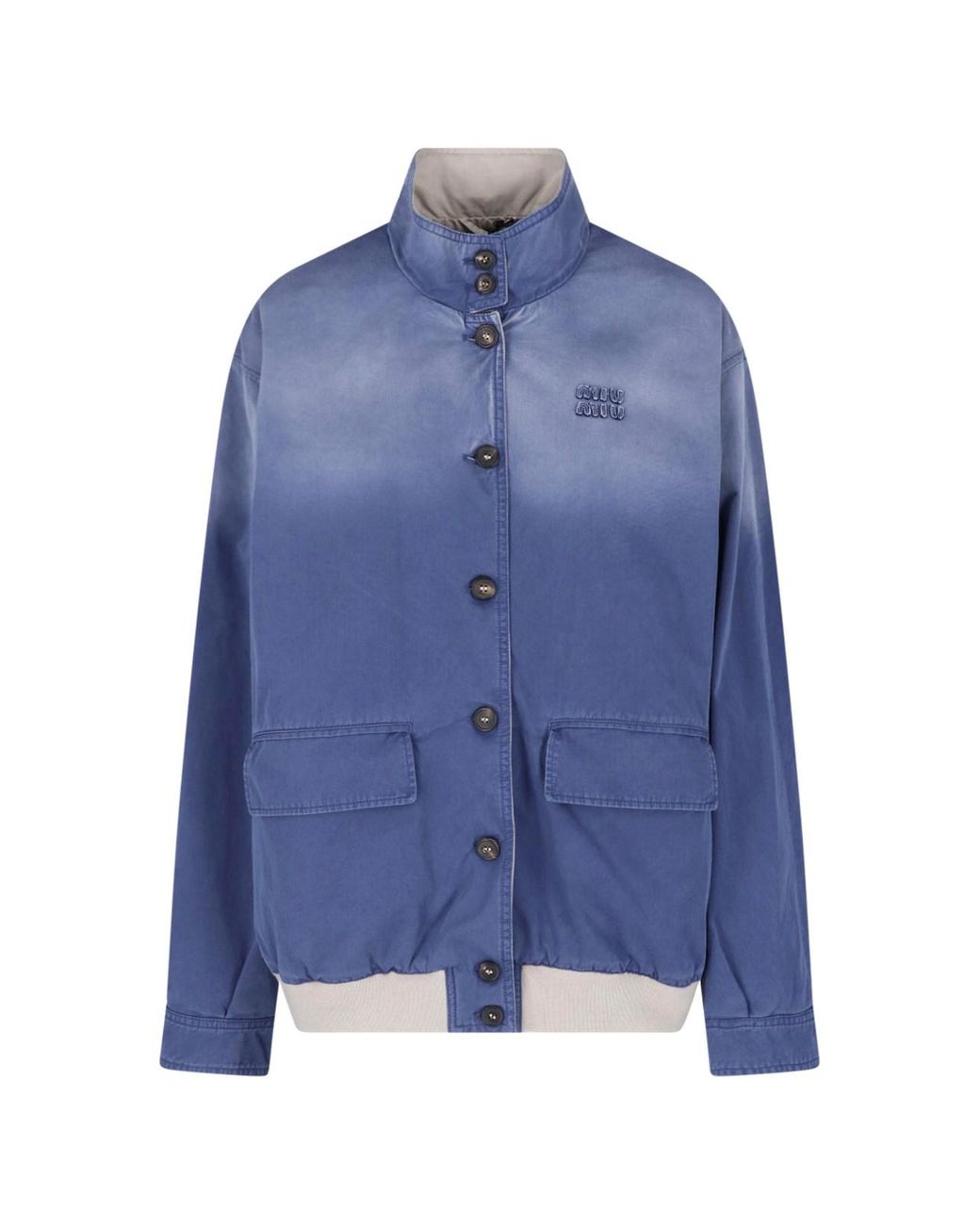 Miu Miu Blue Cotton Twill Blouson Jacket