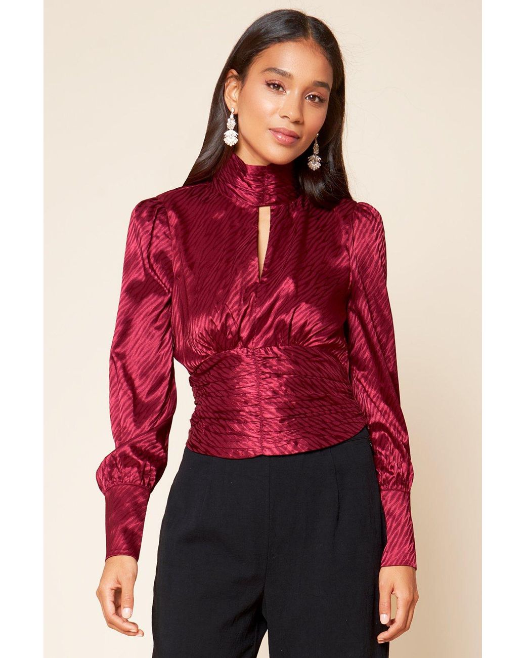 Sugarlips Charlette Satin Mock Neck Top 