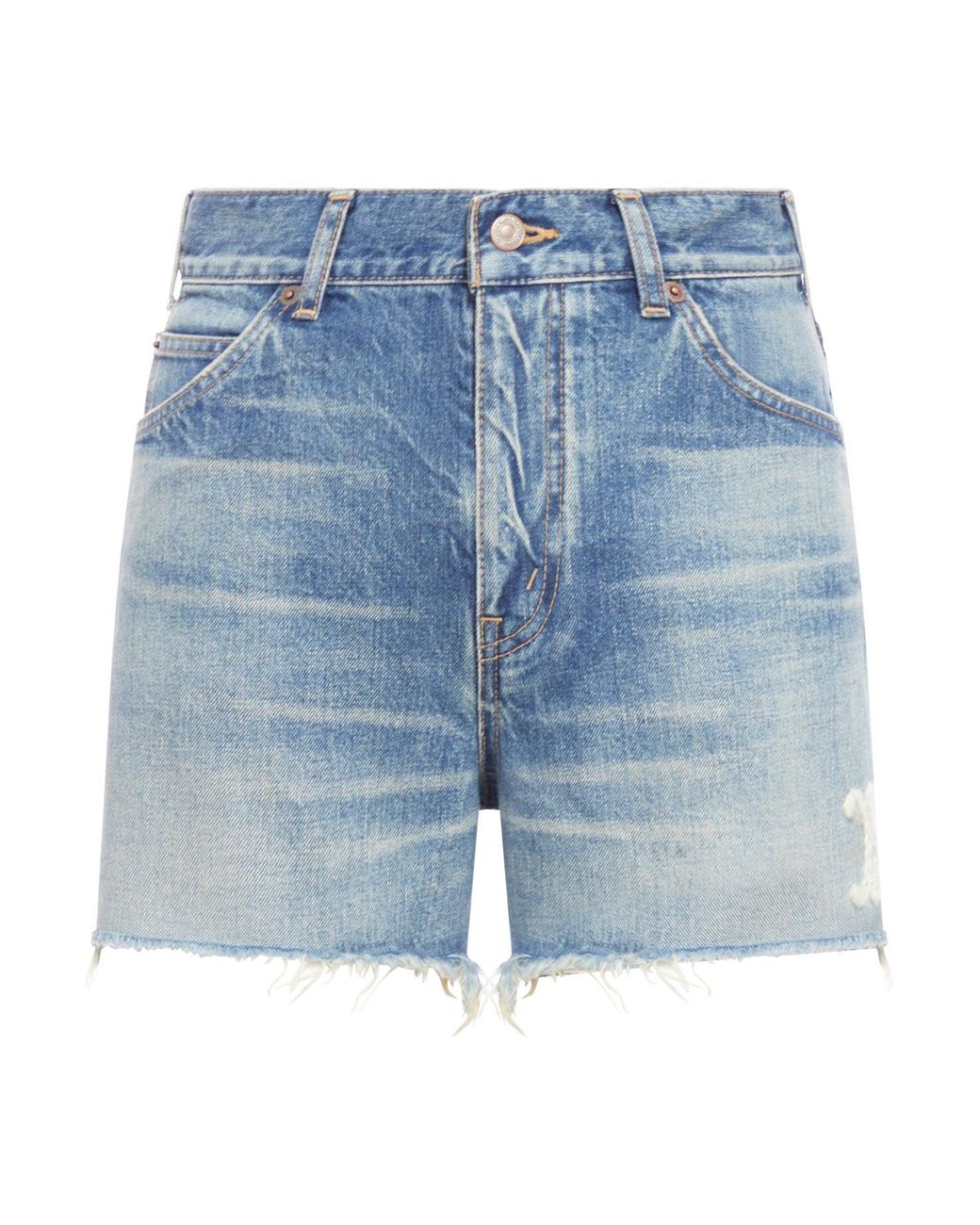 【CELINE】Triomphe Embroidered Denim Shorts CELINE Triomphe Logo Denim Shorts | jentestore
