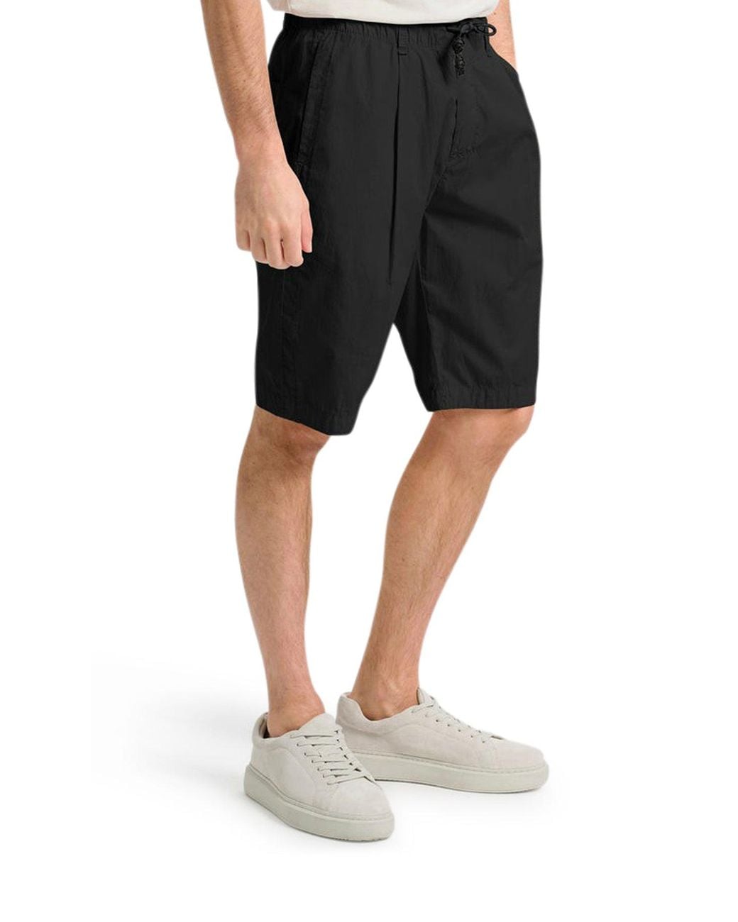 Transit Blue Lightweight Cotton Bermuda Shorts With Drawstring for men