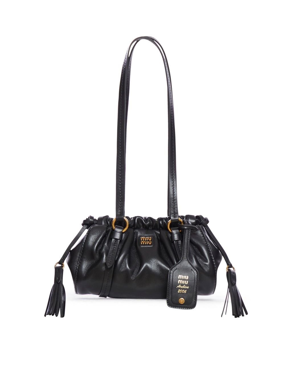 モダン♪◇JOIE バッグ◇MiuMiu Miu Miu Black Leather Joie Shoulder Bag | italist