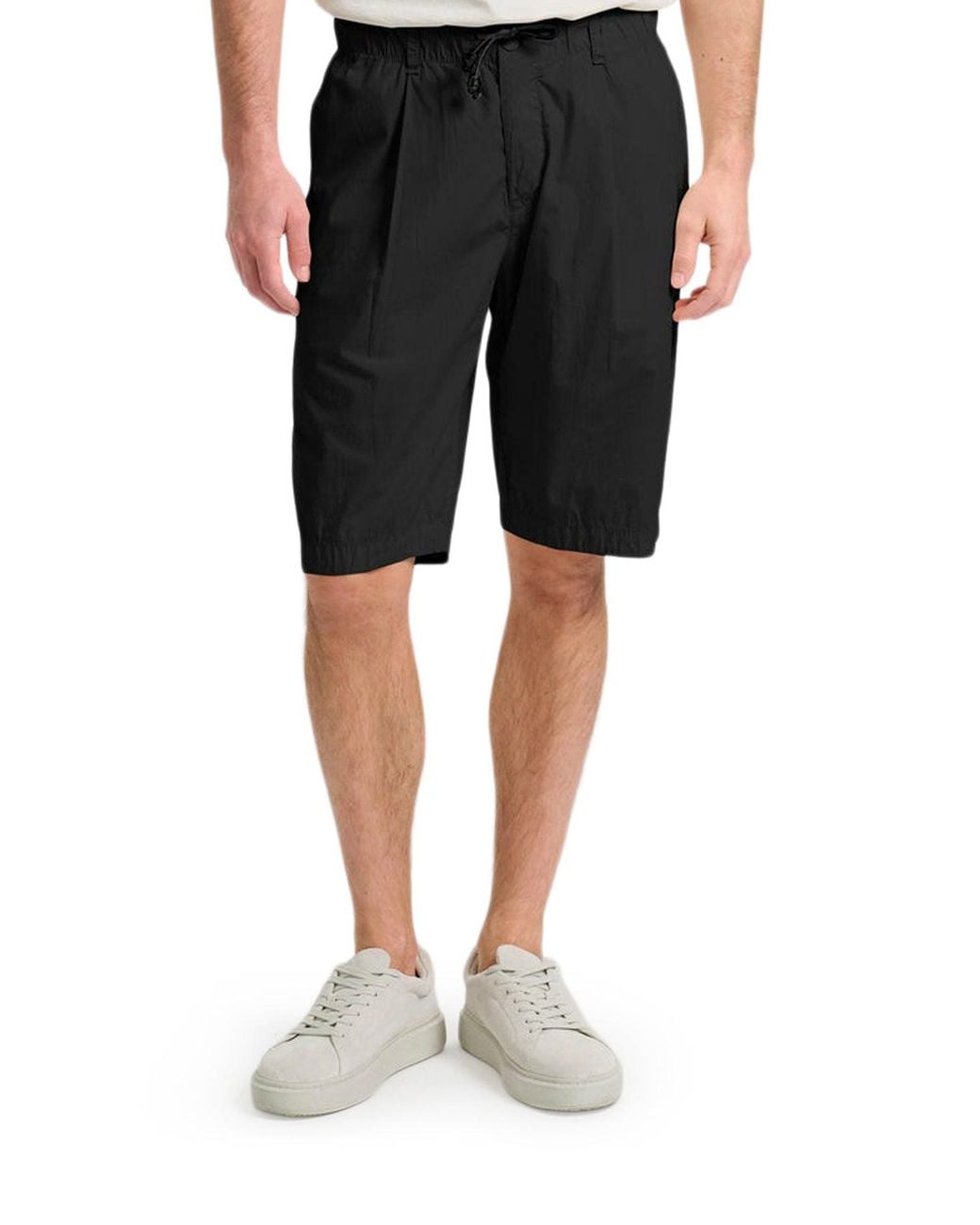 Transit Blue Lightweight Cotton Bermuda Shorts With Drawstring for men