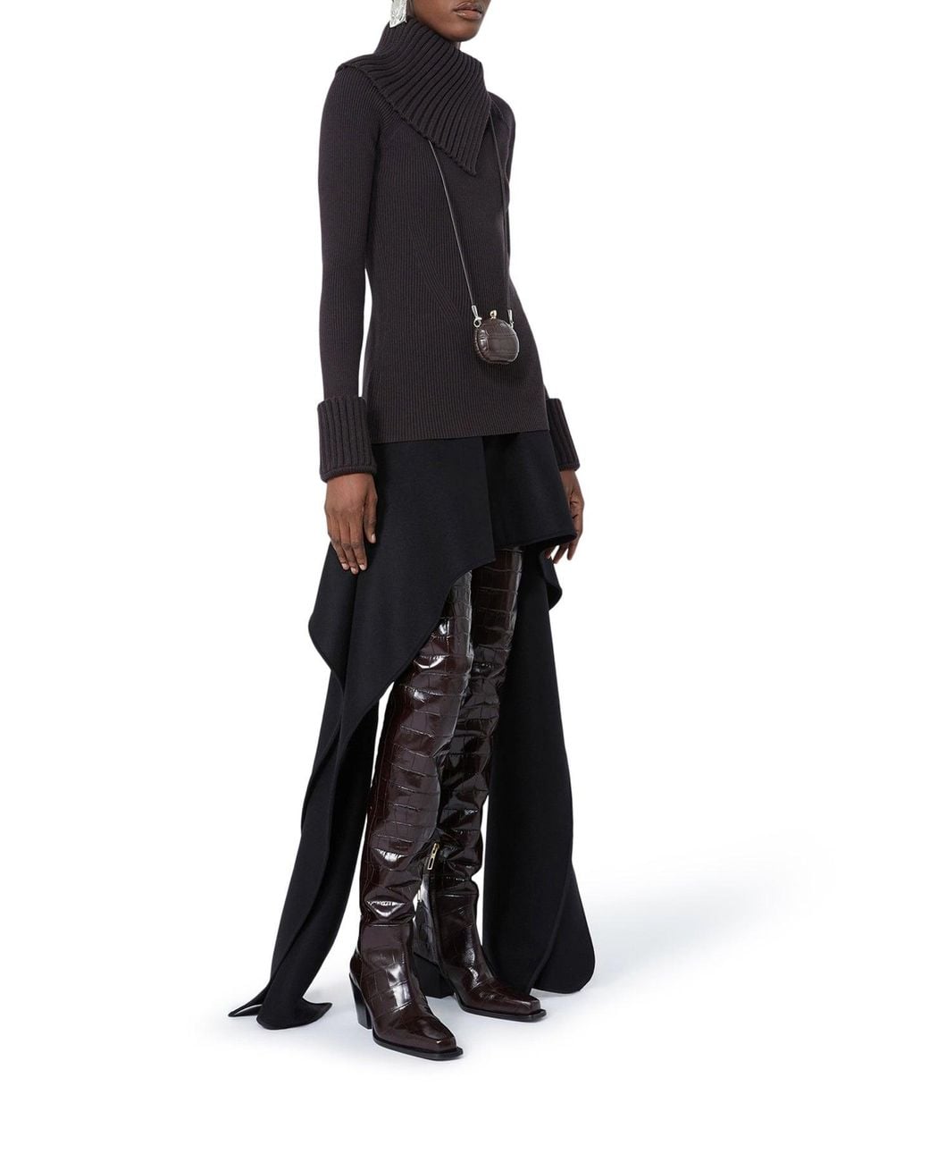 Sportmax Black Fitted Stretch Wool Sweater