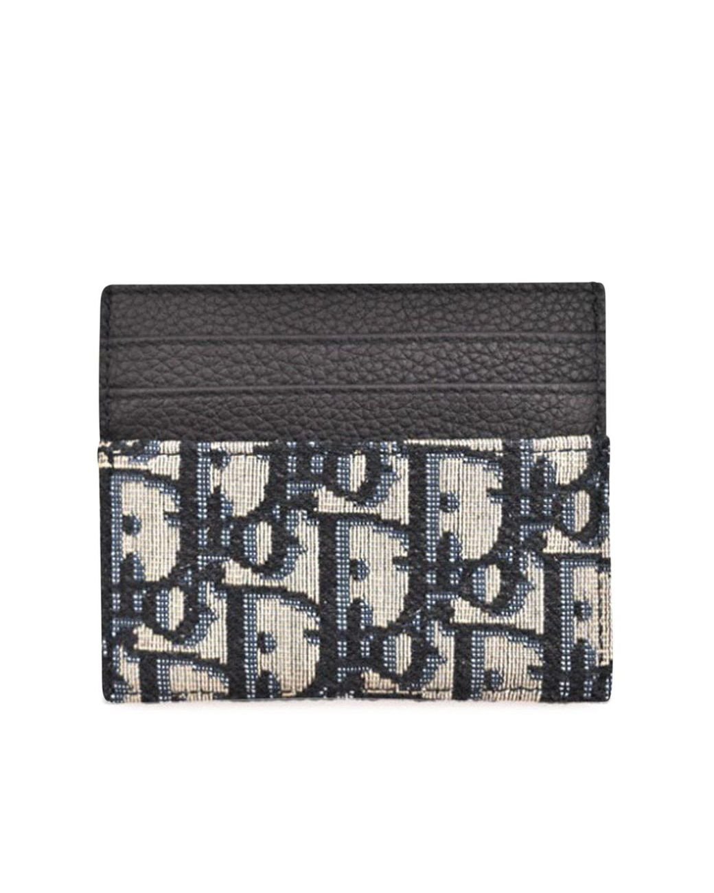 Dior Beige And Black Jacquard Dior Oblique Card Holder And Black