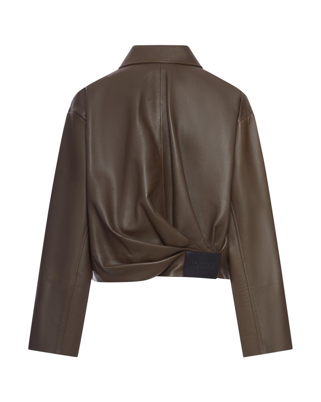 Loewe Brown Draped Leather Jacket