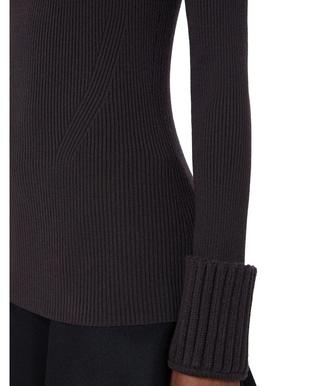 Sportmax Black Fitted Stretch Wool Sweater
