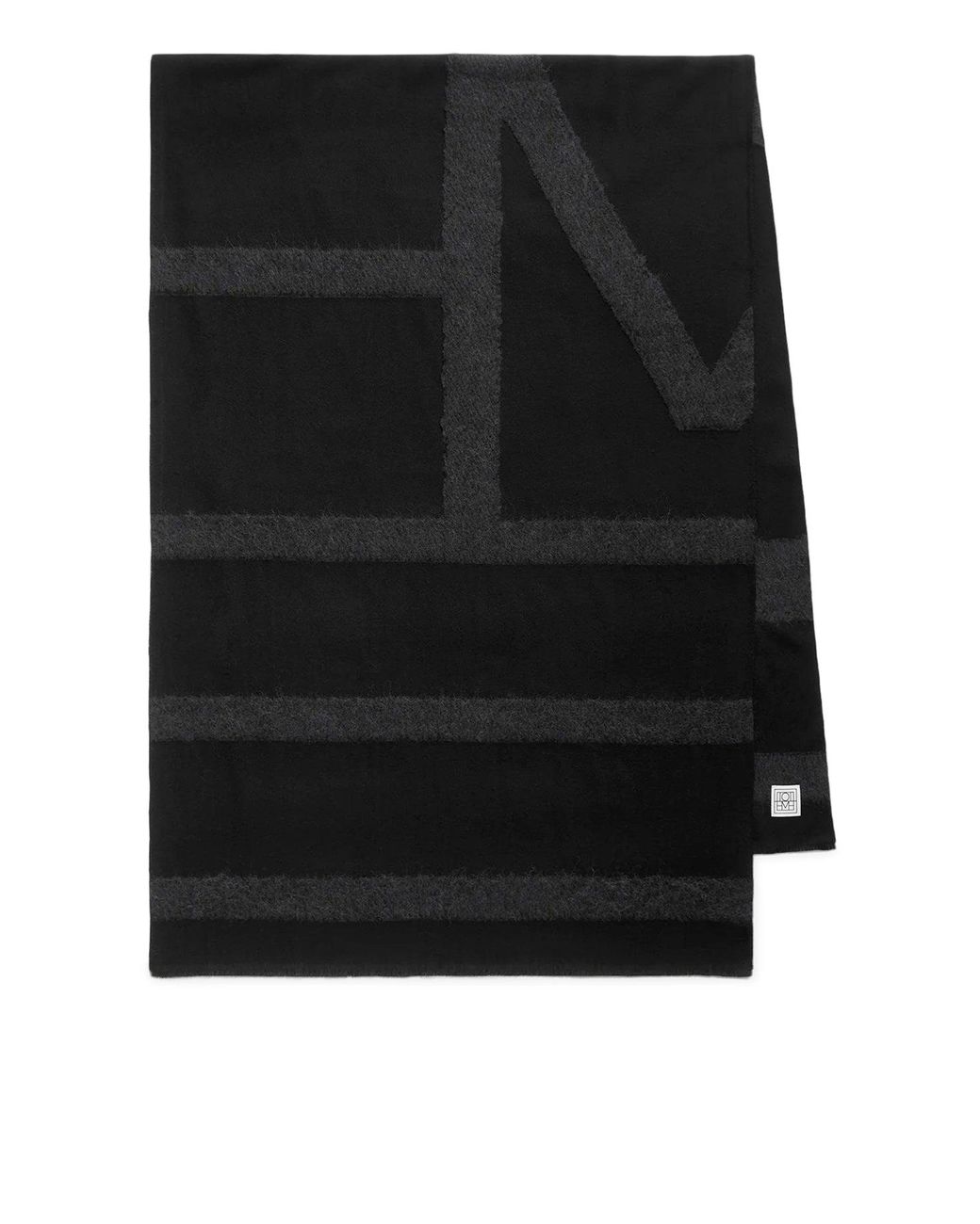 Totême Black Monogram Twill Scarf