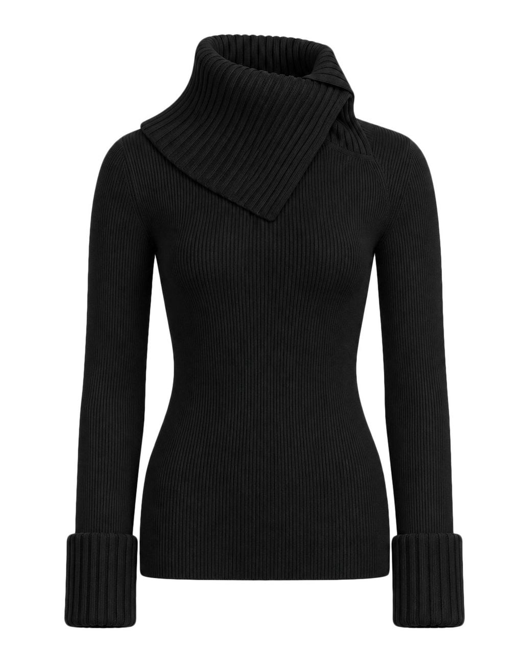 Sportmax Black Fitted Stretch Wool Sweater
