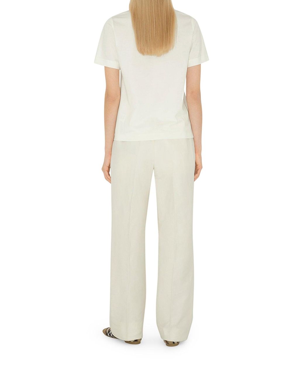 Burberry White Cotton T-Shirt With Check Application
