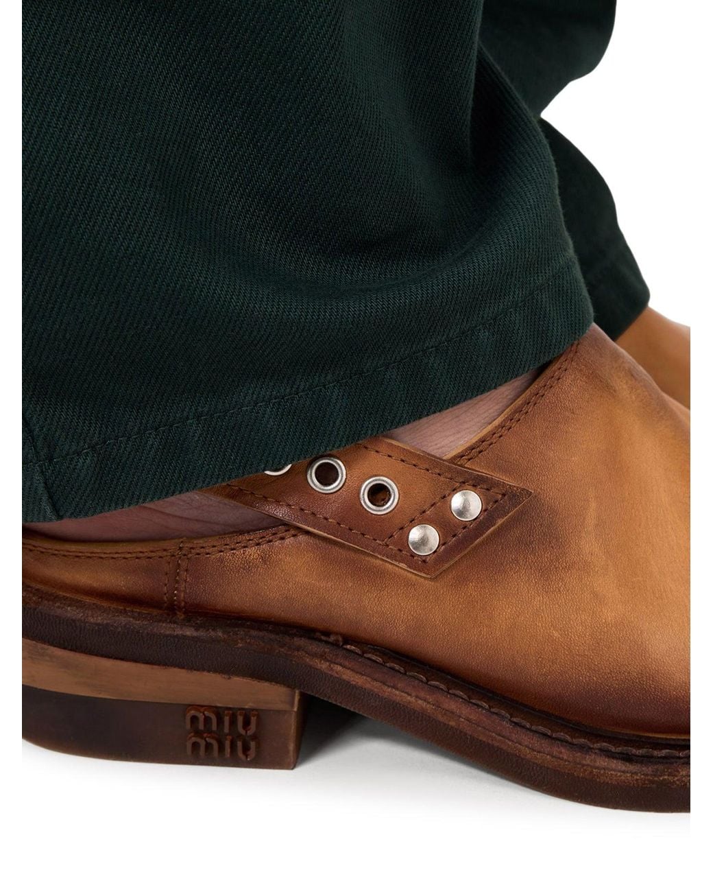 Miu Miu Brown Leather Foule Sabot