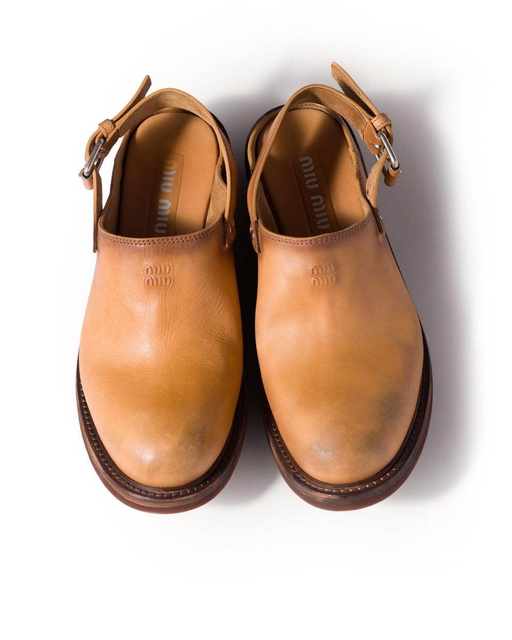 Miu Miu Brown Leather Foule Sabot