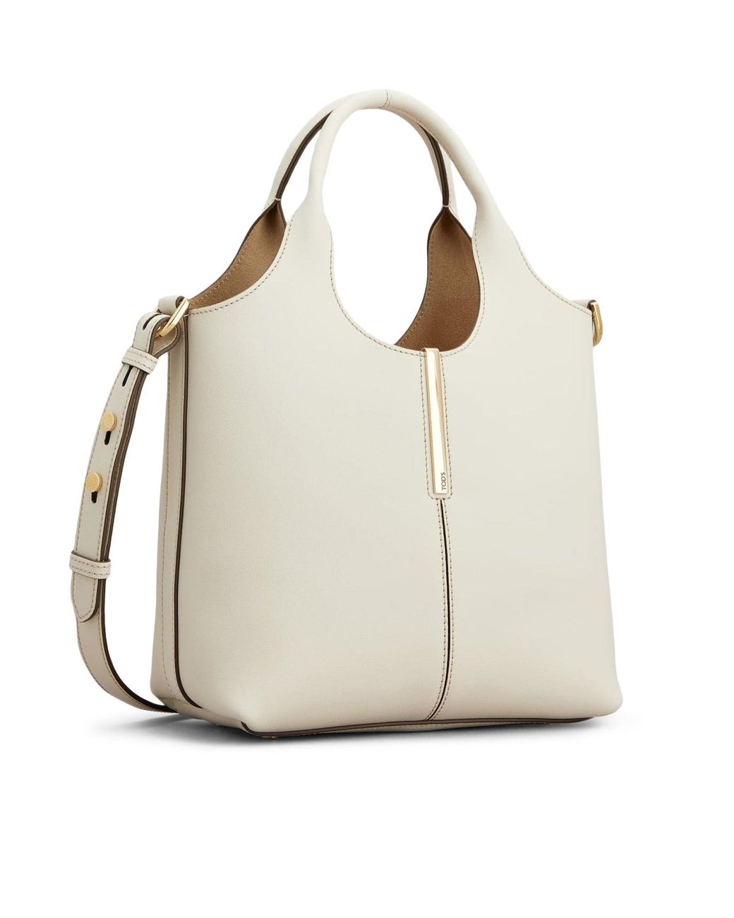 Tod's White Mini Leather Tote Shopping Bag